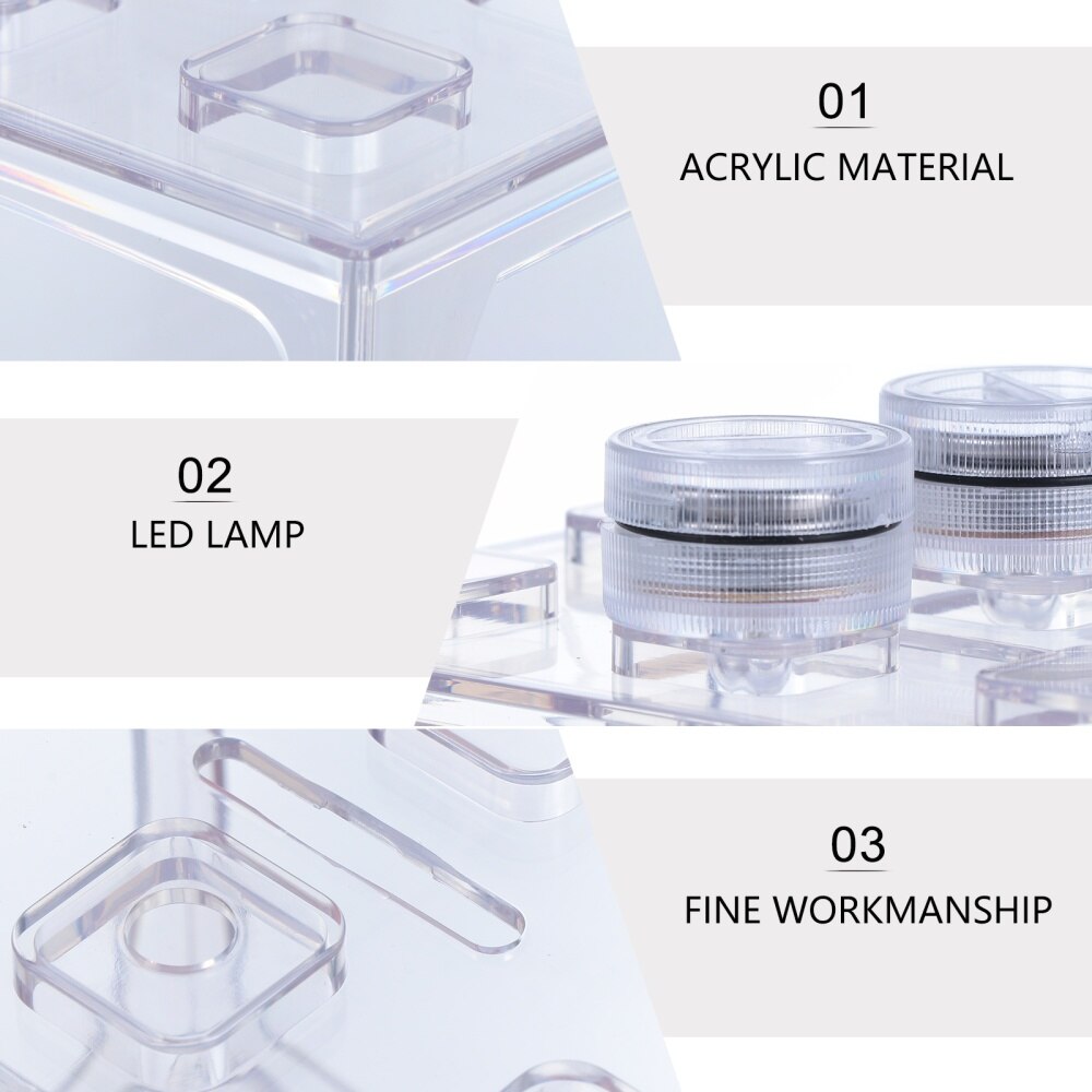 Kit de acuario con luz LED, acrílico transparente, , Mini acuario, acuario, camarón, peces tropicales, Tadpole, 1 ud.
