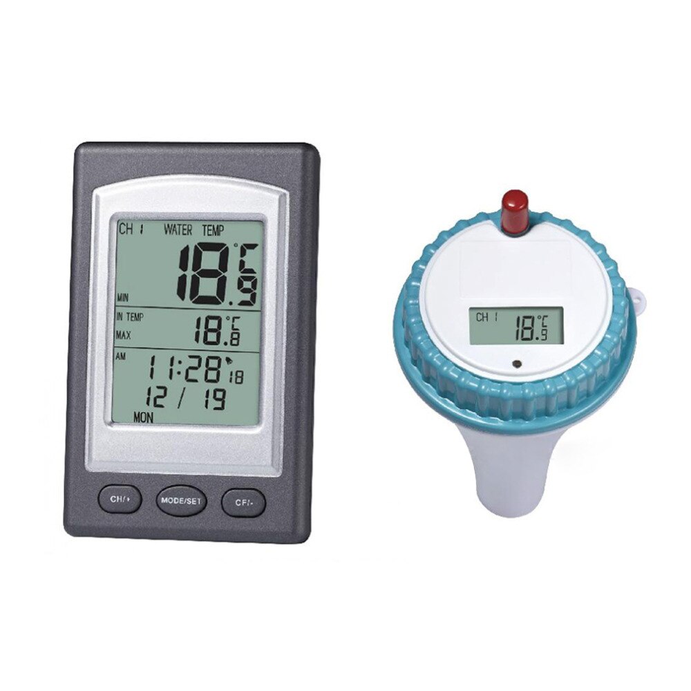 Solar Powered Wireless Pool Thermometer Swim SPA Pond Tub Waterproof Digital LCD Backlit Floating Temperature Transmitter Meter