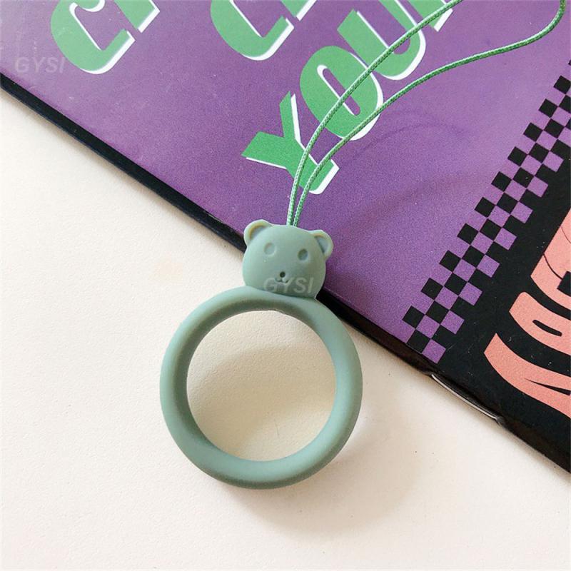 Ring Key Chain Soft Portable Lanyard Cartoon Smooth Comfortable Liquid Cute Silica Gel Elastic Pendant Multifunction Little Bear: Rose Gold