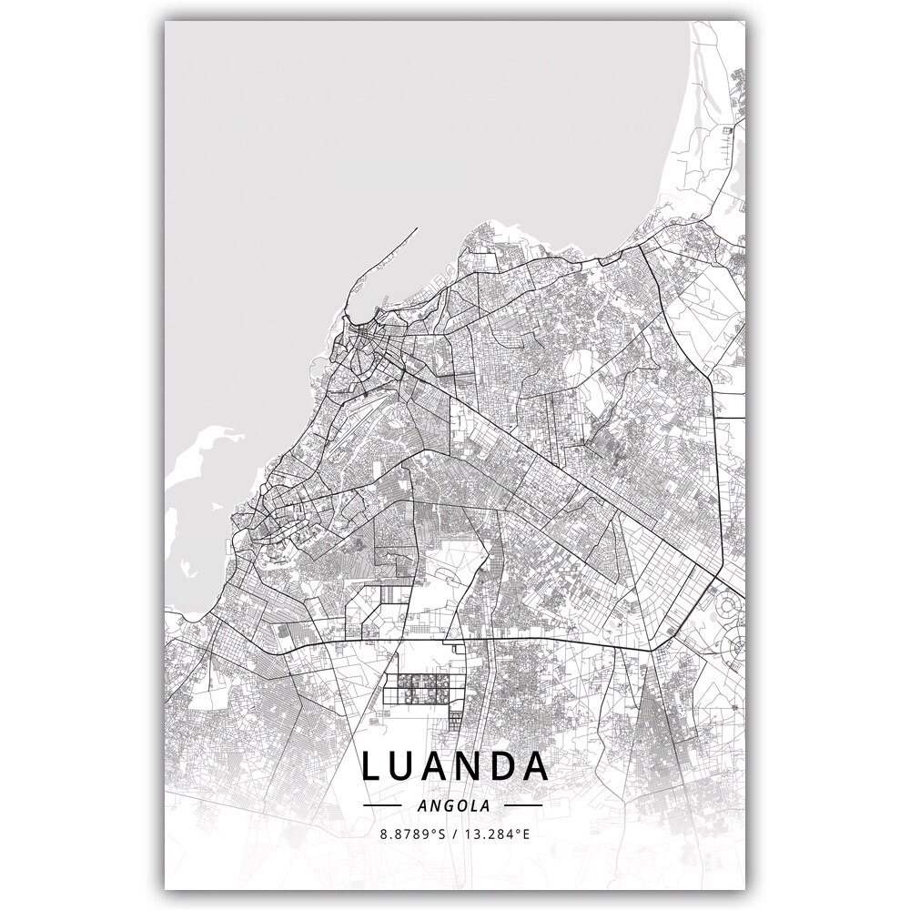 Luanda Angola Kaart Poster
