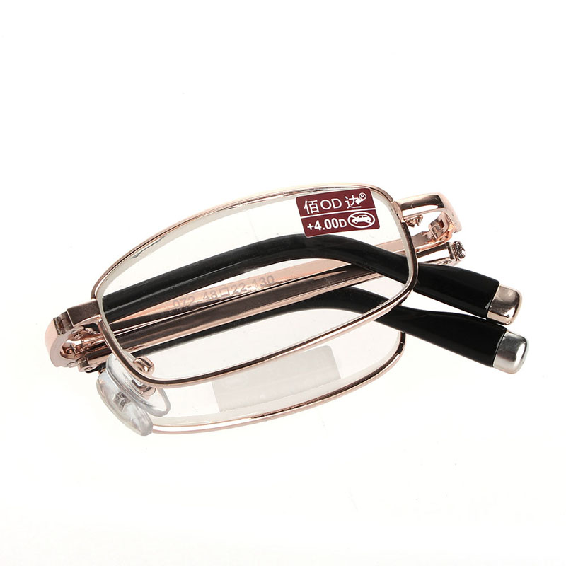 Mini Faltbare Lesebrille Metall Volle Rahmen fallen Brillen + 1,00 bis + 4,00 1 einstellen