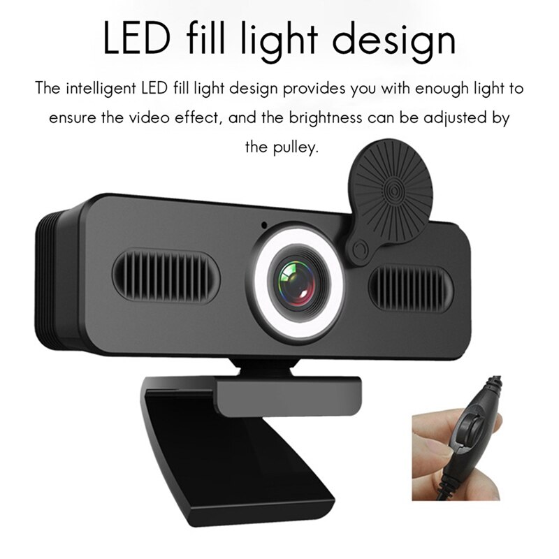 C360 Computer Camera Auto Focus Home Office USB Drive-Free Fill Light Microphone Conference Live Teaching Webcam