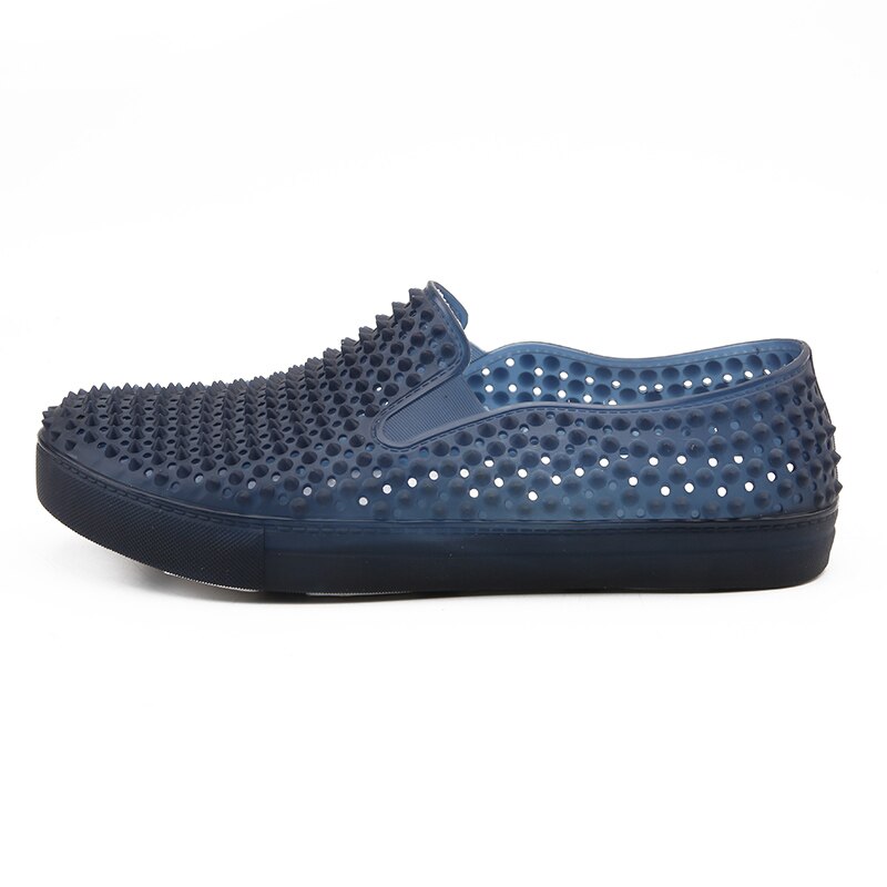 Zapatos informales antideslizantes para hombre, mocasines sin cordones con agujeros, transpirables, para playa,: Azul / 40