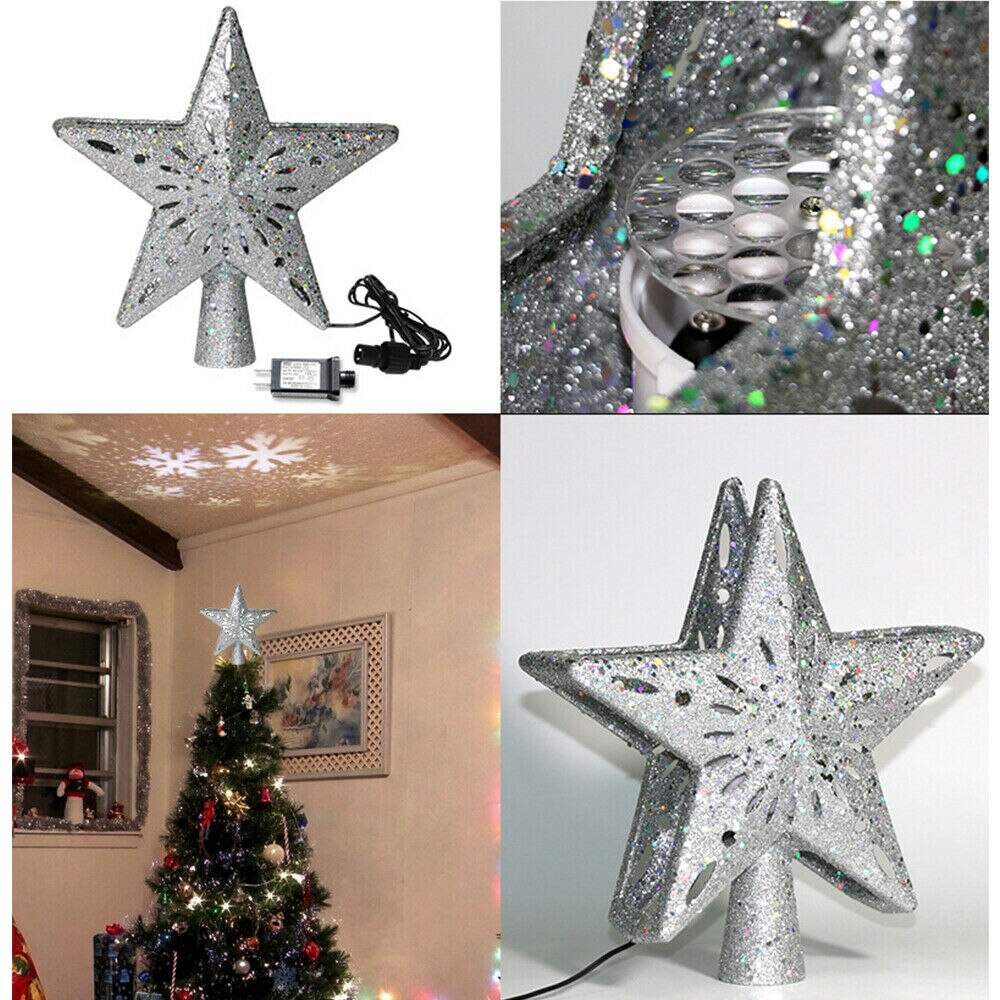 Juletre lys ledet topp stjerne dekorasjon lampe juletre stjerner lys 4w oss / eu / au julepynt ornamenter