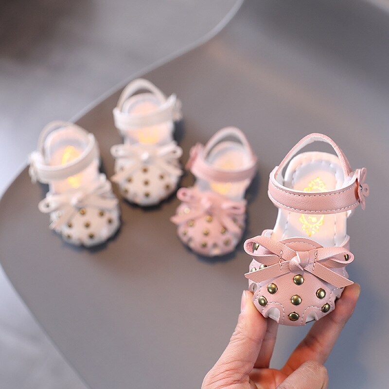 Toddler Girl Summer Pink Princess Kids Soft Sole Leather Shoes for Girls Flower Casual Children Flat Heel Silver Butterfly Knot