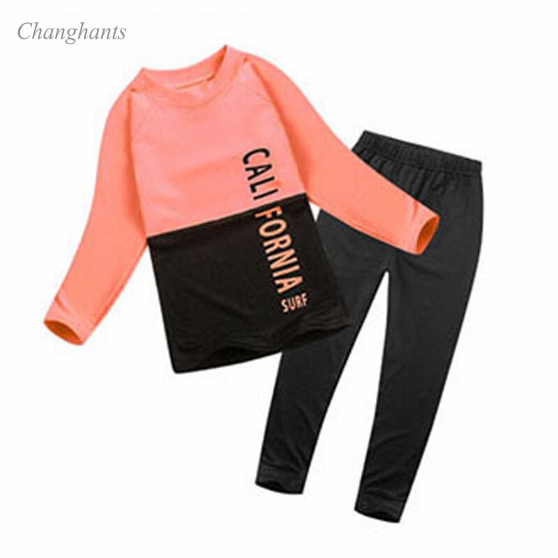 2-10 Y Ragazzi Protezioni Per I Bambini di Due Pezzi Costume Da Bagno Nero Bianco Arancione Lettera Dei Bambini A Maniche Lunghe Costume Da Bagno Bambino Costume Da Bagno si adatta alle: Arancione / 3XL