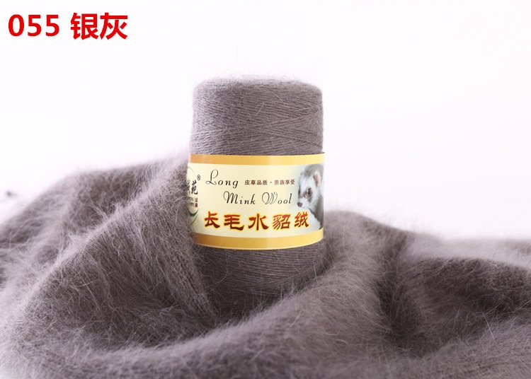 Laine de vison authentique, tricoté à la main, en laine de vison mi-épaisse, Lingxianyuan