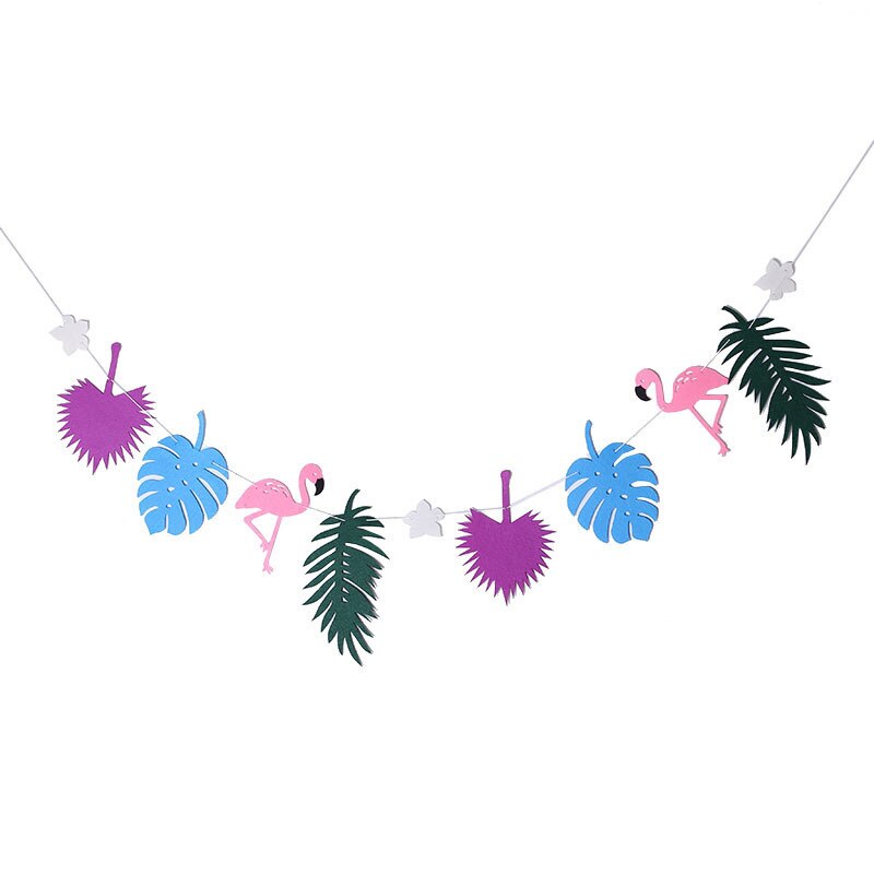 Hawaiian Tropical Party Decorations Pull Flower Bunting Pineapple Flamingo Happy Birthday Party Decor Banner Hawaii Pull Flag: Light Green