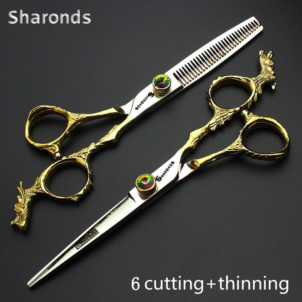 Sharonds 6 inch Japan Hair Cutting Scissors Barber Makas Scissors Salon Thinning Scissors Set