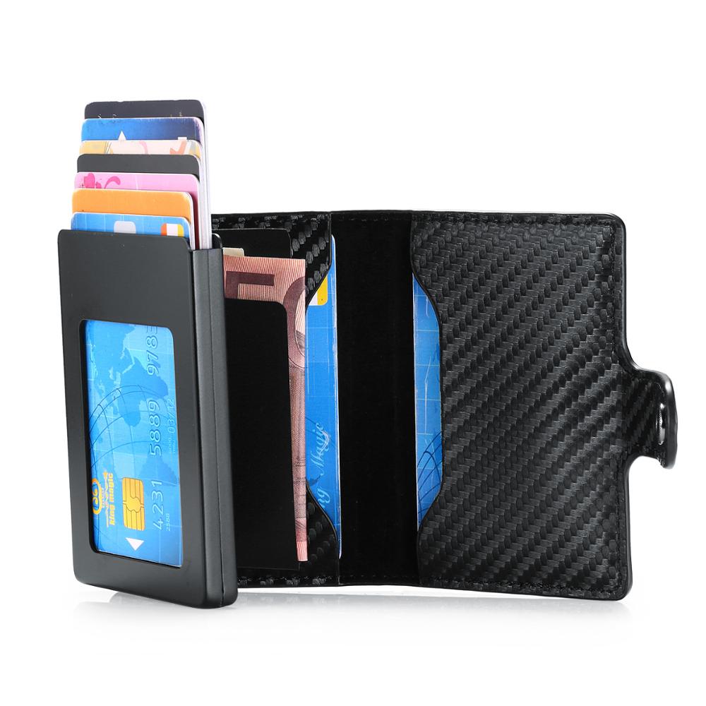 RFID anti-vol brosse métal crédit moraillon portefeuille porte-cartes hommes femmes en alliage d'aluminium porte-cartes pour: Carbon black