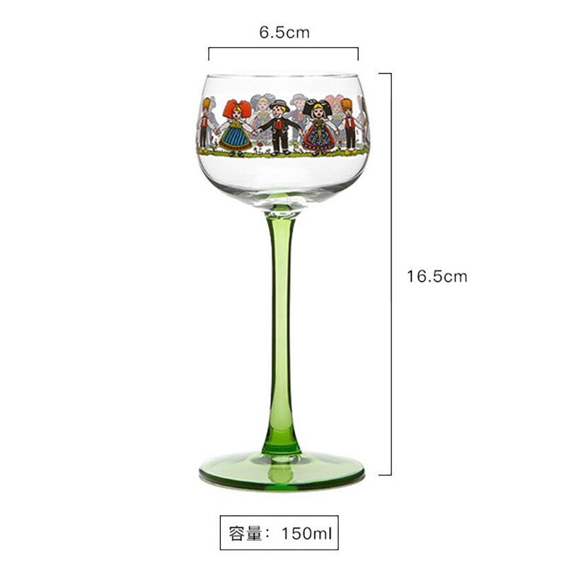 Free Shpping HANSI Alsace Style Small Man Red Wine Glass Vintage Goblet Stemware Restaurant Bar Cute Cocktail Sweet Glass 150ML