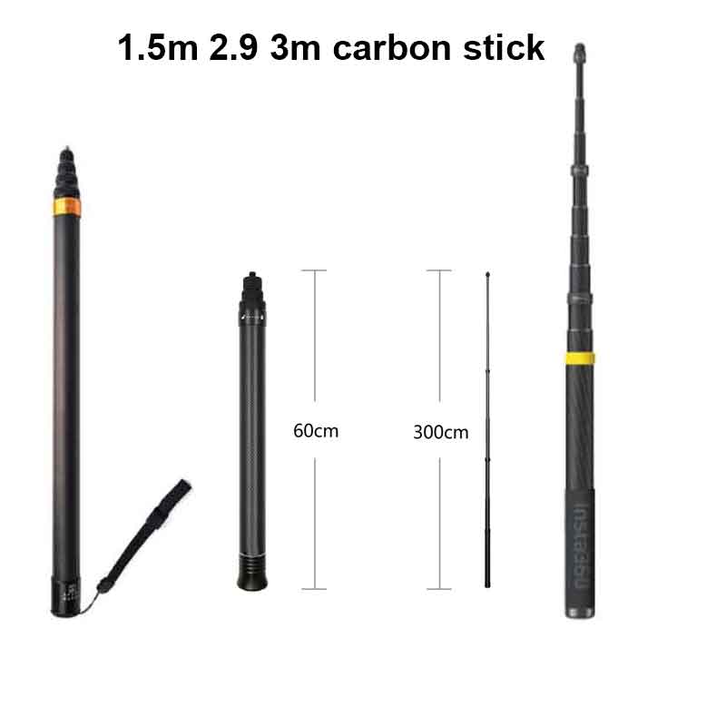 290cm 1.5m 3m in fibra di carbonio invisibile edizione estesa monopiede Selfie Stick per Insta360 ONE X2 ONE R accessori GoPro Insta 360