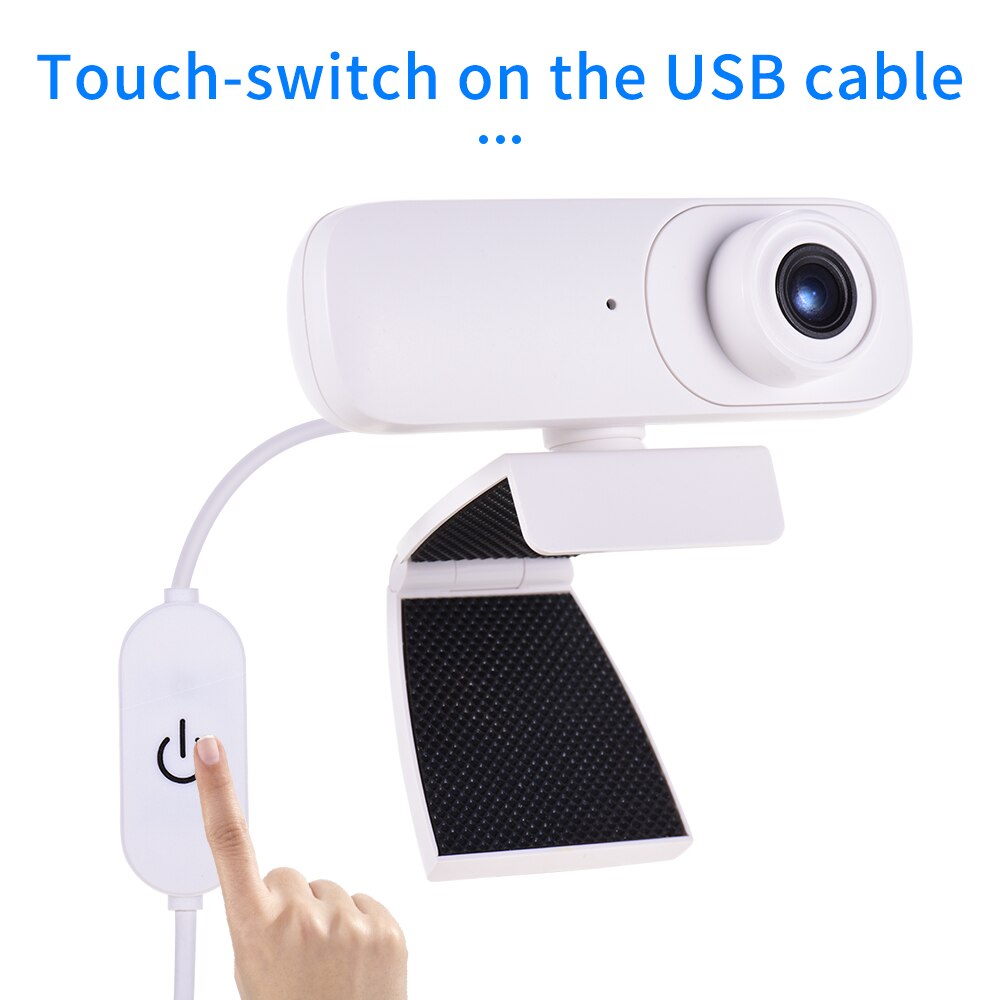 Aibecy Hd 1080P Webcam Web Camera Met Microfoon Ondersteuning Touch-Schakelaar Autofocus Usb Pc Camera Webcam voor Pc Desktop Laptop