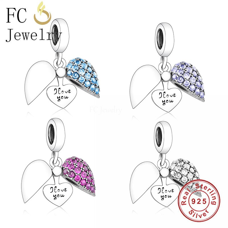 FC Jewelry Fit-pulsera de plata 925 para mujer, abalorio de circonita con forma de corazón abierto, para hacer joyas, Berloque de San Valentín, 2022