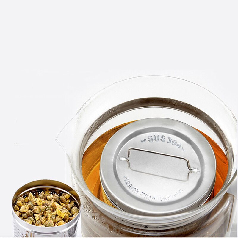Infuseurs de thé en acier inoxydable panier tamis à thé en maille Fine couvercle filtres à thé et à café avec 2 poignées réutilisables