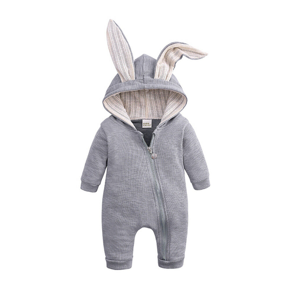 Söt nyfödd bebis pojke flicka kanin strumpor lång öra huva jumpsuit kanin lekdräkt höst vinter bebis pojke flicka påsk kostymer