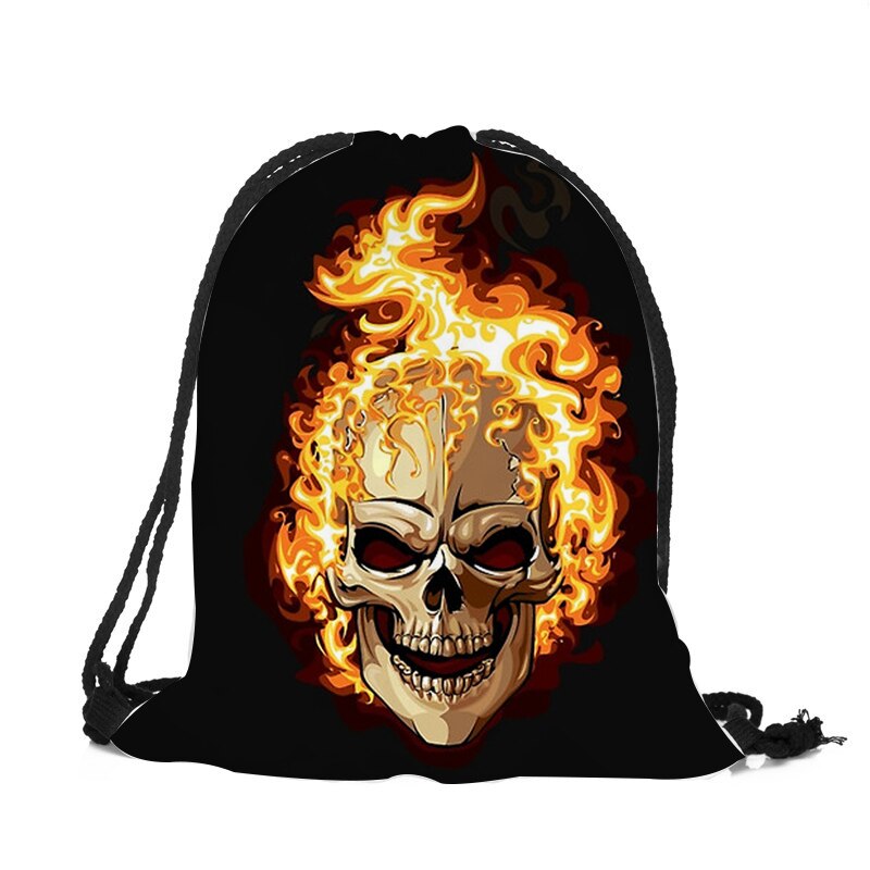 Punk Women Drawstring Bags Backpack Halloween Skull Print Newest Vintage College Students School Bagpack Girls Feminina Sack: 013