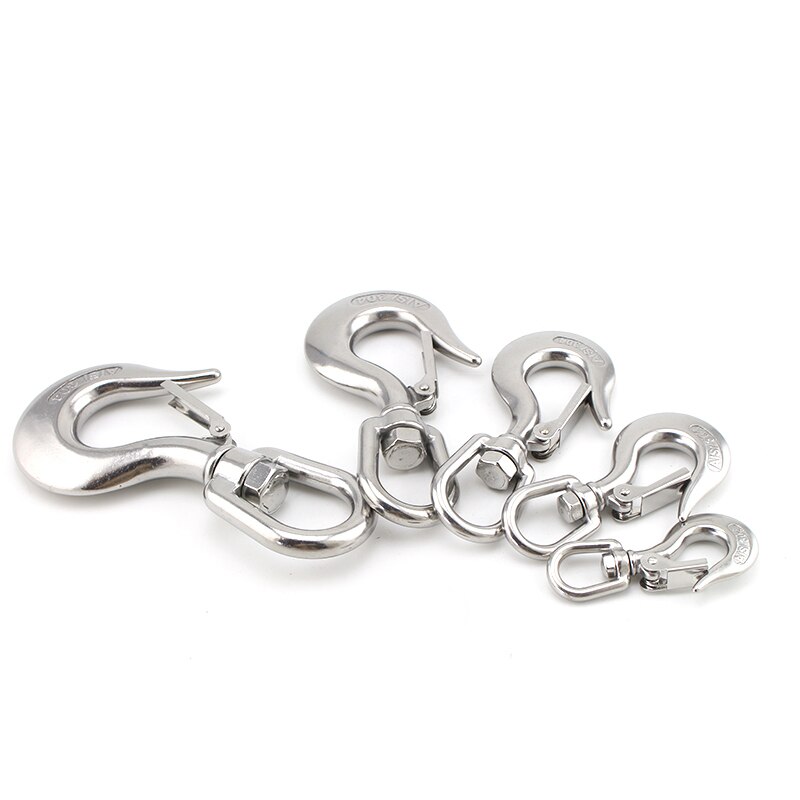 304 Stainless Steel Swivel Snap Hook Cargo Hook Grab Hook Rotating Ring Hook Pull Hook Load-Bearing Cargo Hook