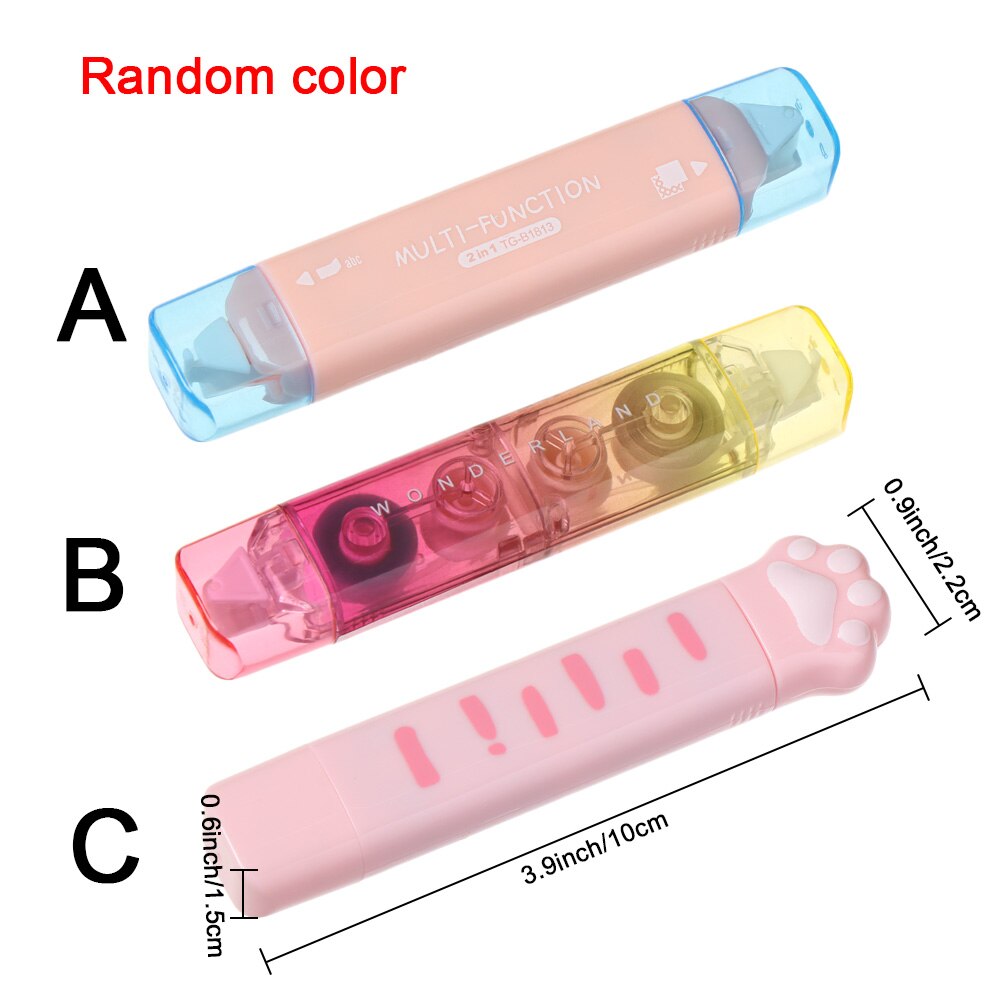 Rodillo de palo de puntos rellenable 2 en 1, cinta de corrección de doble cara, dispensador de cinta adhesiva de pegamento, papelería, decoración de álbumes de recortes, 1 ud.