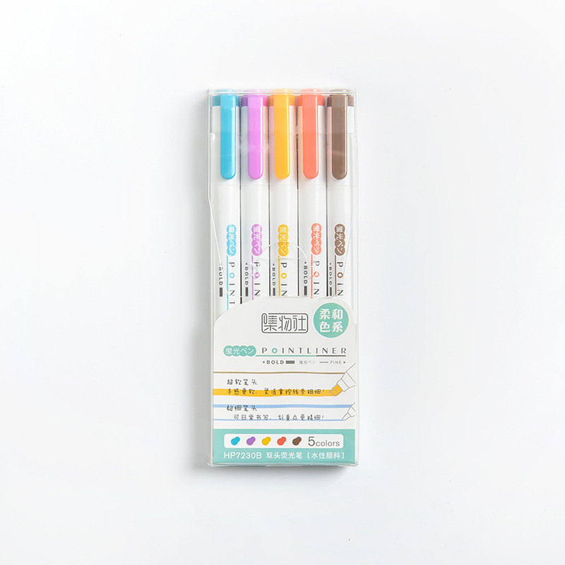 25 Kleuren Mildliner Markeerstift Dubbele Hoofd Leuke Mark Pen Set Art Supplies Pastel Marker Pennen Student School Kantoorbenodigdheden: 5 colors B