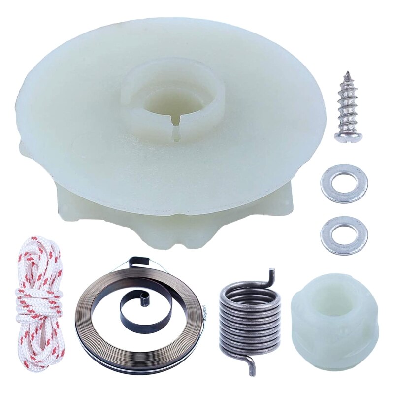 Kit de ressort de poulie de démarreur de recul de tronçonneuse pour Poulan PP4218 PP4620AV PPB4018 SM4218AV avec ressort de recul avec moyeu, corde de démarreur