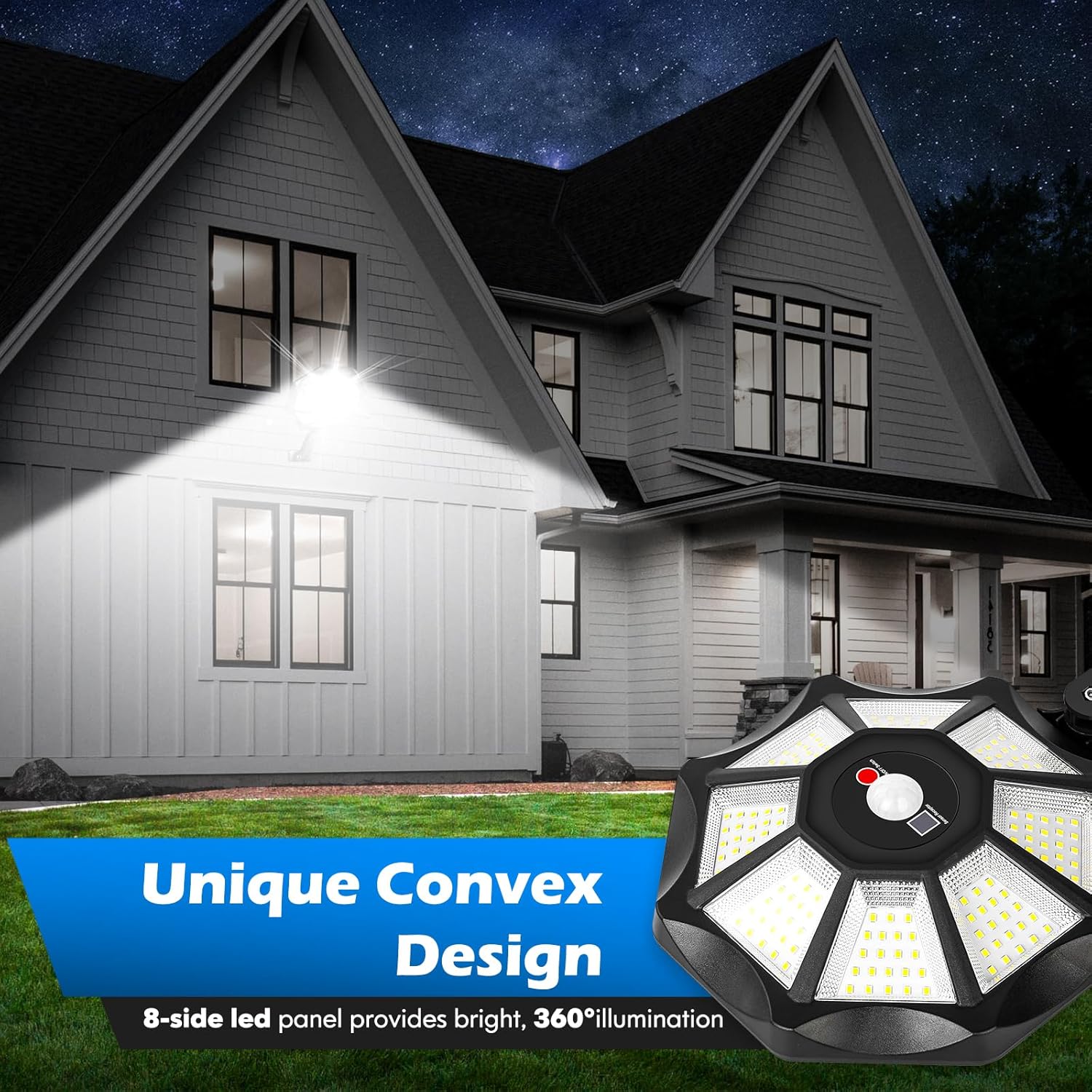 Straatverlichting op zonne-energie met bewegingssensor op afstand, buitenverlichting op zonne-energie , 168 6500k -schijnwerpers voor buitenparkeerterrein