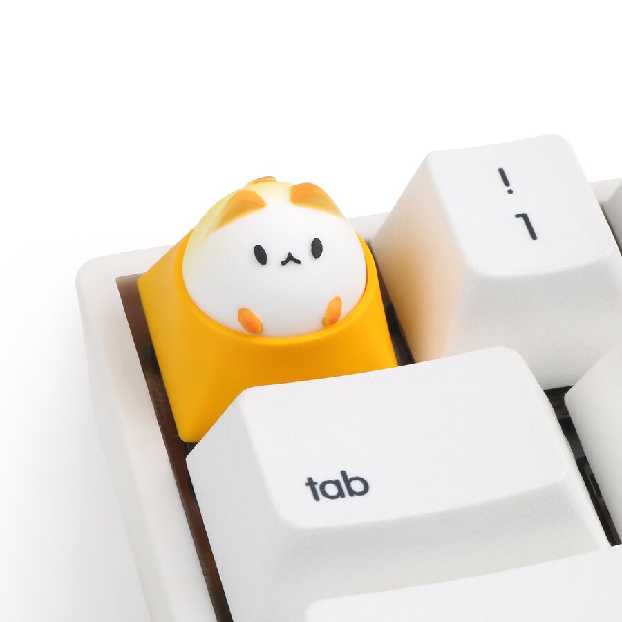Keycap Hammer Bubble Cat Artisan, Compatible con interruptores Cherry MX, negro, amarillo, verde, azul, rojo, rosa, para teclados mecánicos: yellow white