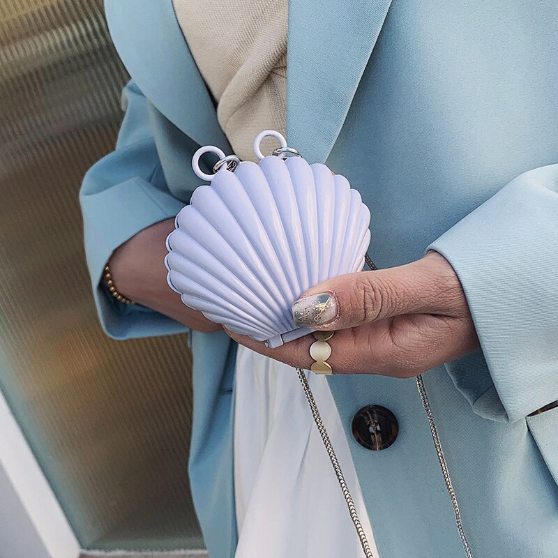 Mini shell crossbody bag sommer høy pvc dameveske kjede skulder messenger bag søt reiseveske