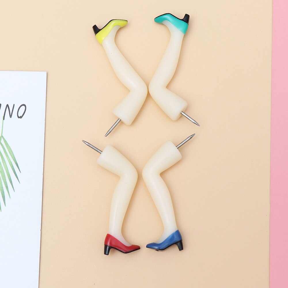 4pcs Long Leg Shape Push Pin Practical Thumbtack Decorative Wall Nails Map Tacks for School Office