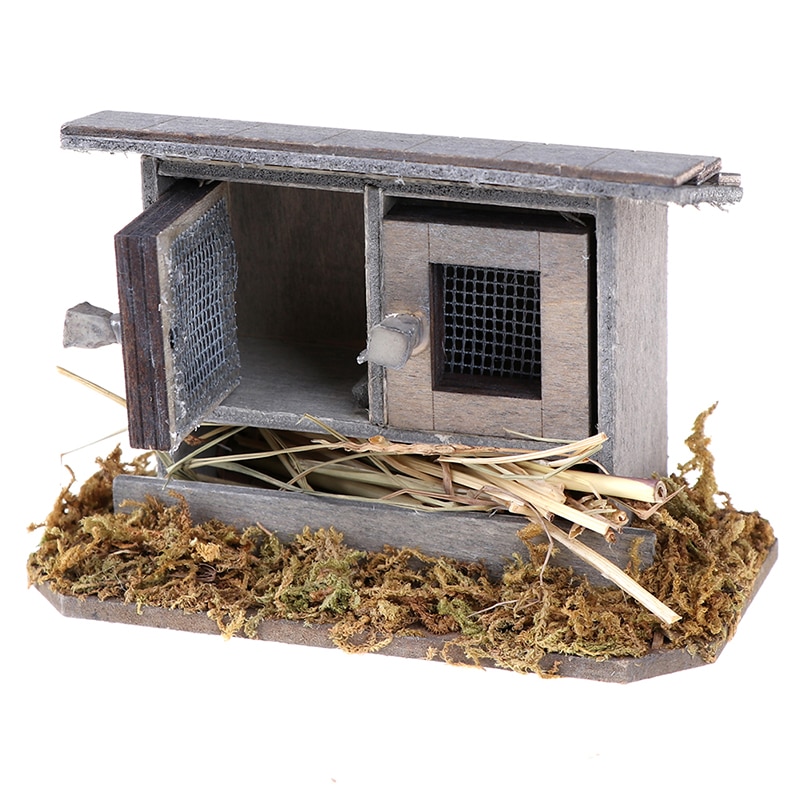 1/12 Miniaturen Poppenhuis Houten Simulatie Kippenhok Nest Set Tuin Yard Decoratie