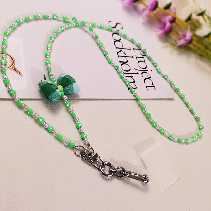 Mobile Phone Lanyard Anti-lost Cross Pendant with Universal Clip Phone Lanyard Crossbody Long Bow Shoulder Strap Ball Lanyard: 02