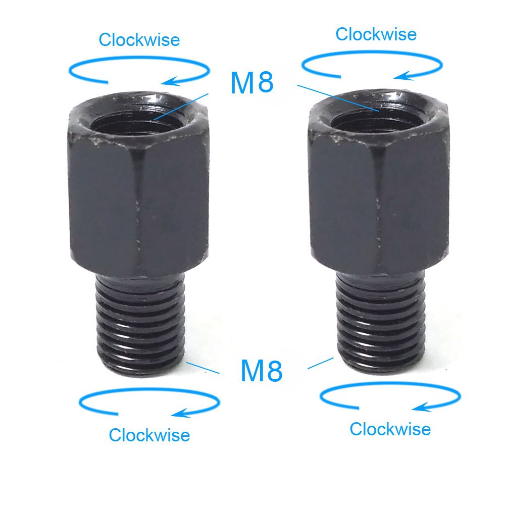 Pair Black Motorcycle Mirror Adapters M10 10MM M8 8MM Rearview Mirrors Conversion Bolt Clockwise Anti-clock Right Left Thread: 2x M8M8  RR