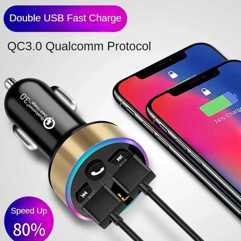 Trasmettitore FM Modulatore Lettore Mp3 per auto Musica senza fili Bluetooth 5.0 Caricatore rapido USB auto Aux Radio kit vivavoce per auto