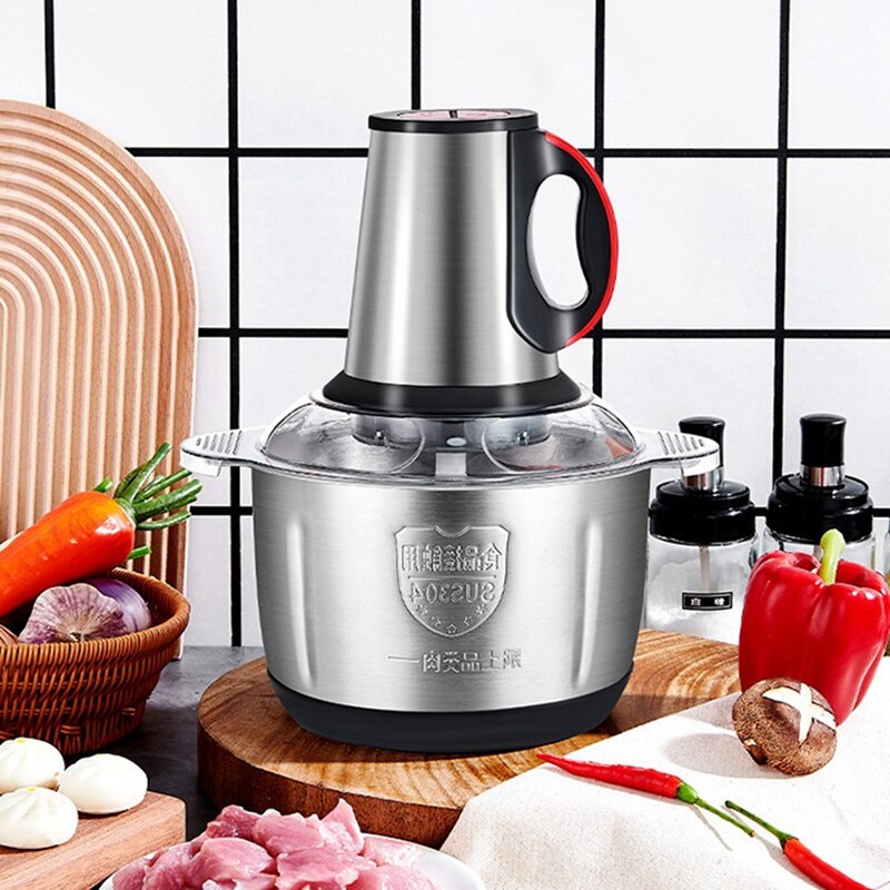 Tod-Food Processor 4L Rvs Elektrische Vleesmolen Blender Mixer Machine Voor Fruit Vlees Knoflook Noten, eu Plug