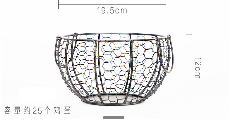 Æg frugt metal opbevaring kurv keramik med låg stor kapacitet mesh brød kurv høne ornament organizer køkken kurv: 3