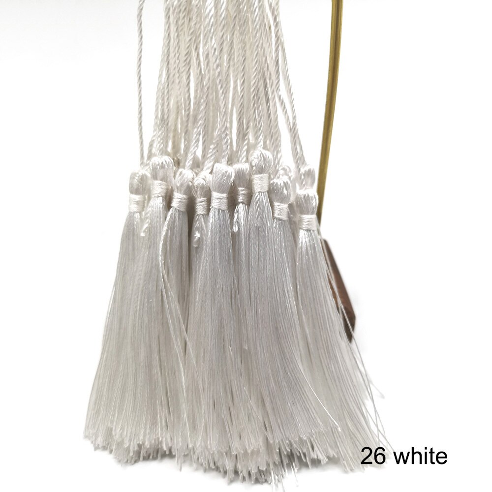 100pcs/lot 8cm Vertical Tassel Fringe Pendant DIY Party Hanging Ring Cords Tassel Curtain Home Decoration Tassel Lace: 26 White 100pcs