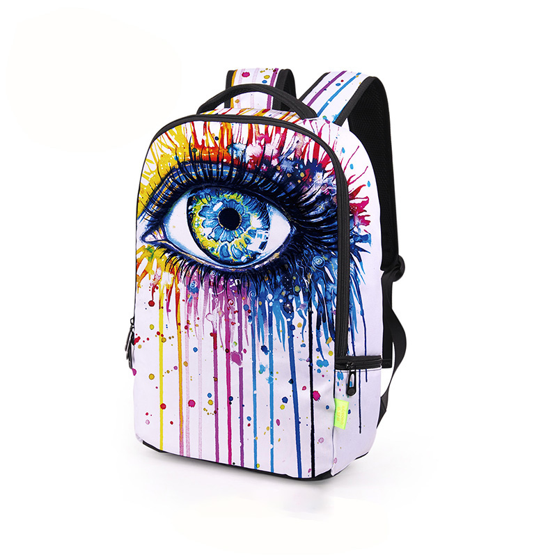 DIOMO Teenager Trend 3D Splash Ink Graffiti Colorful Eye Backpack for Men School Backpack for Boy and Girl Kids