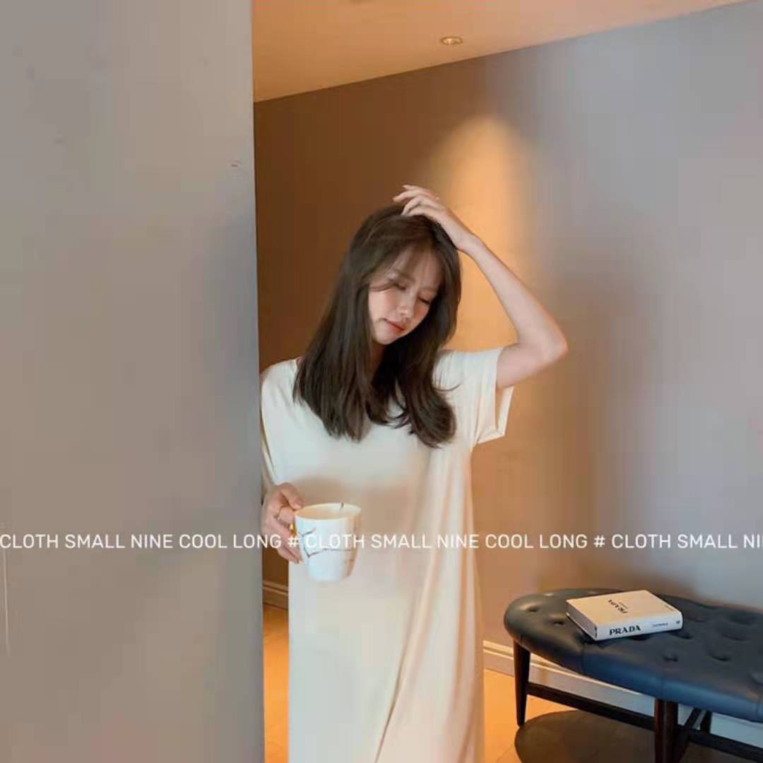 Nachthemden Vrouwen Solid Leisure O-hals Losse Gezellige Zoete Japan Stijl Vrouwtjes Homewear Sleepshirts Eenvoudige Ontworpen Zomer Stretchy: apricot