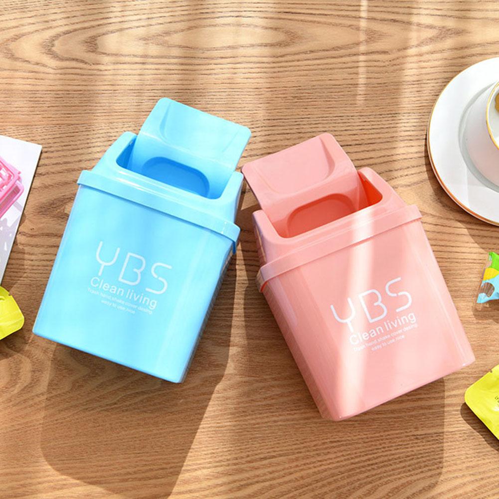 Mini Afvalbakken Desktop Plastic Huisvuilemmer Kantoor Prullenbak Huishoudelijke Opslag Vat Tafel Vuilnisbak Kleine Afvalbak Met Deksel