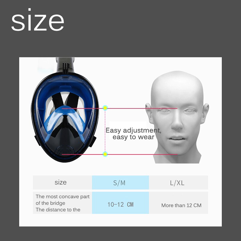 Underwater Scuba Full Face Diving Mask Anti-Fog Snorkeling Mask Swimming Mask Glasses Snorkel Diving Equipment Beach Accessories