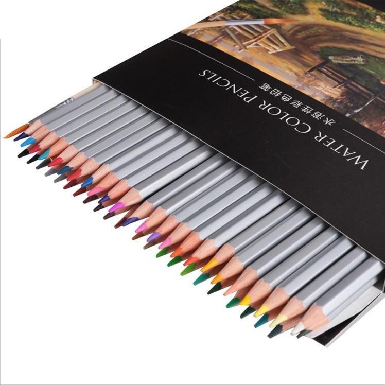 Deli Water Color Pencil Set 24/36/48/72 Colors Soluble Pencil For Drawing Painting Sketch Tin iron/Paper Box Art School Supplies