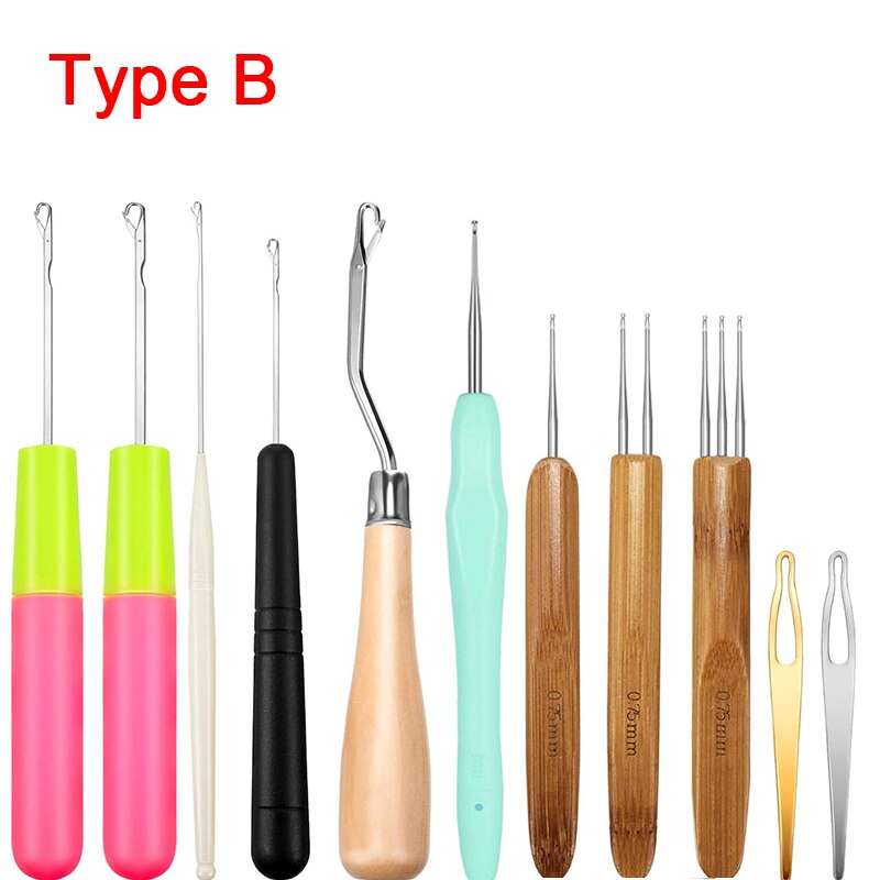 Profeesional dreadlocks hæklet værktøjssæt hårlåseværktøj til fletning håndværk låsekrog hæklet nålesæt: Type b