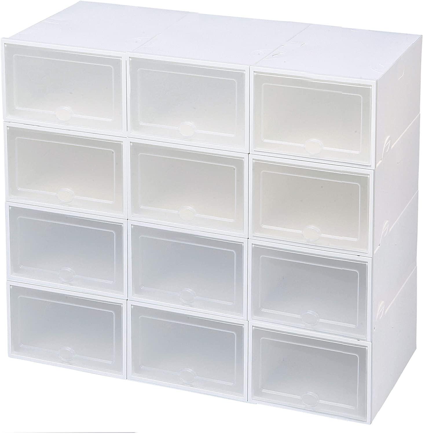 Schoenenopbergdozen, doorzichtige plastic stapelbare schoenenorganizer, opvouwbare schoenendoos, stapelbare doorzichtige schoenenopbergdoos ( 3 stuks)