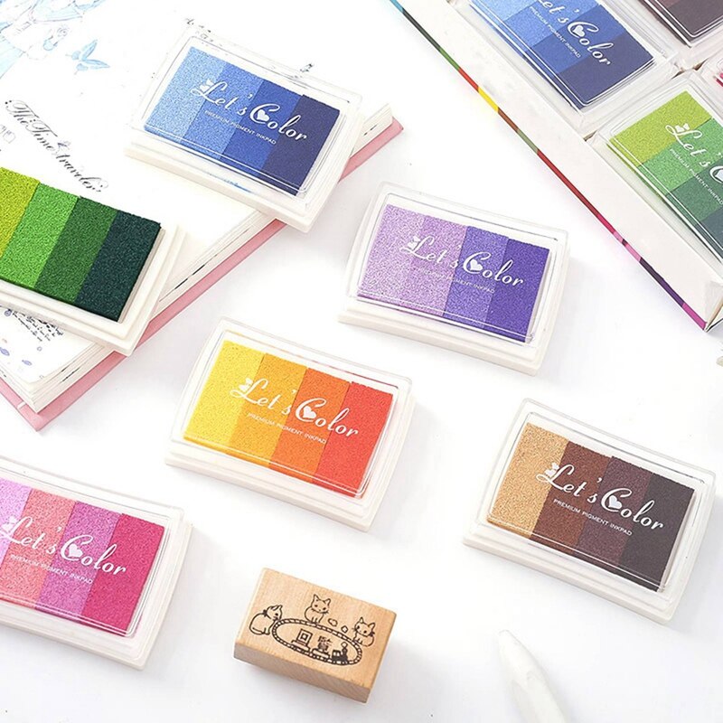 12 Four-Color Gradient Stamp Pads Stamp Partner Concave Gradient Ink Pad A Good Partner for Stamps DIY Tools
