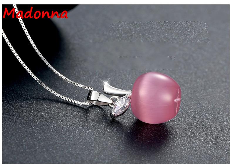 Pink White Apple Moonstone Floating silver plated Charm Pendant For Women cheap Jewelry Not have Chain