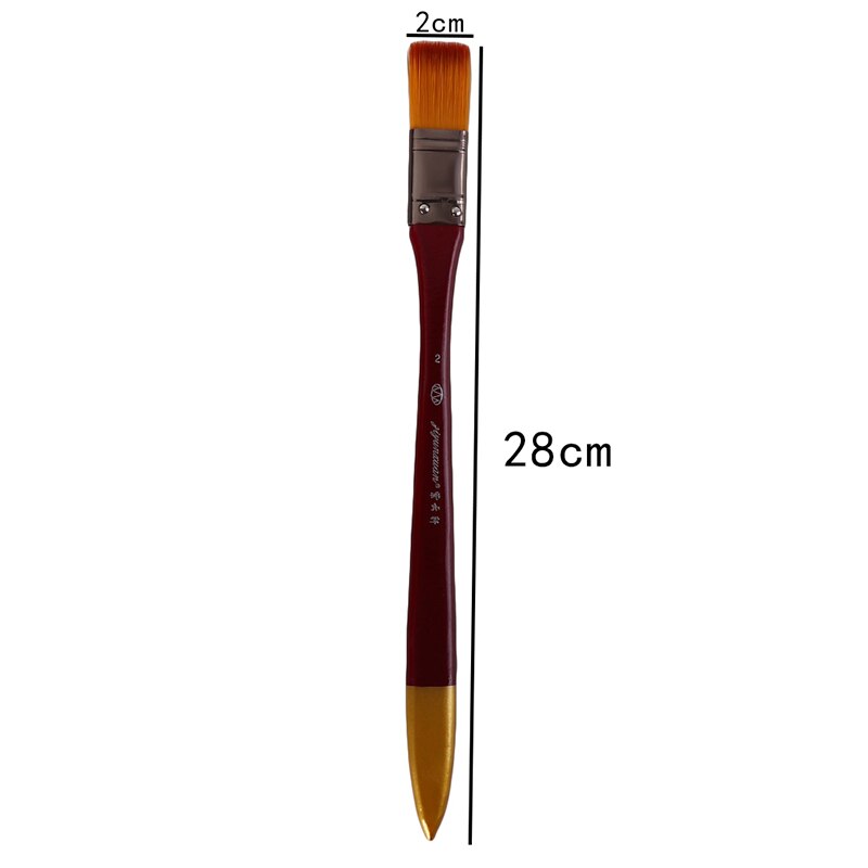 Oljemaling pensel flat nylon hår oljemaling pensel akryl skurebørster diy akvarell penn kunst forsyninger pensel 1pc: 28-2cm