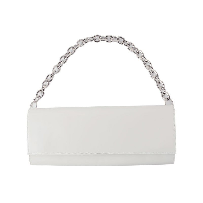 [bxx] patroon zwart wit kleur rechthoek envelop vorm enkele ketting pu leren schoudertas handtas  lm894: Wit