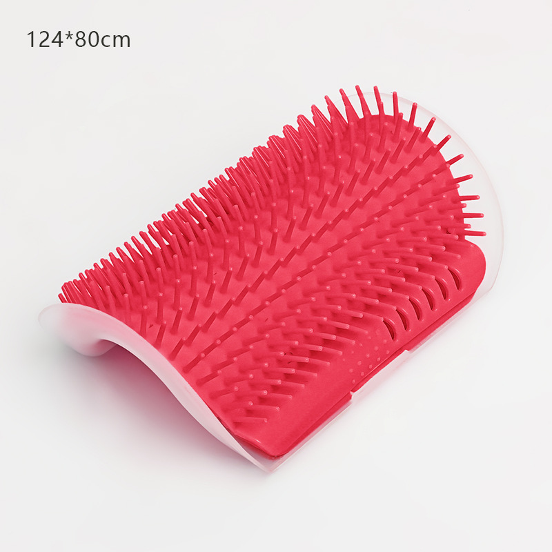 Herramienta de masaje para gatos, peine de masaje para depilación de mascotas, esquina de pared, cepillo para frotar autolimpiante, juguetes para gatos, suministros de belleza para mascotas: Rosa