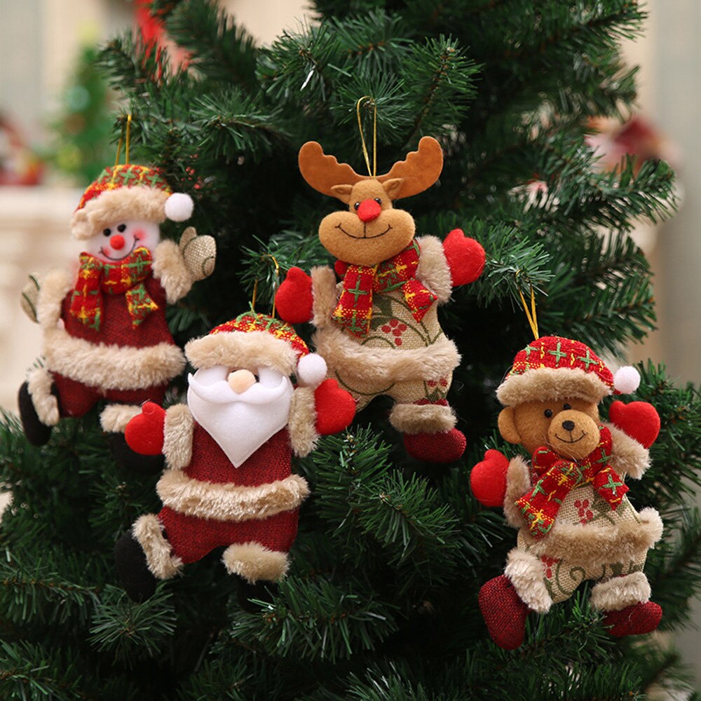 4Pcs Vrolijk Kerstfeest Ornamenten Christmas Kerstman Snowman Boom Speelgoed Doll Hang Decoraties Voor Huis Enfeites De natal