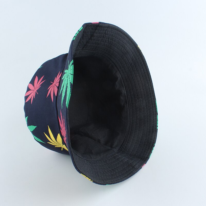Hip hop grøn hvid sort blad print fiskeri hat panama spand hatte til mænd kvinder sommer bob vendbar spand cap
